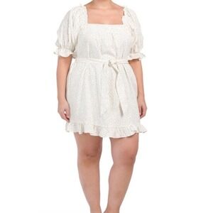 NWT Eloquii 22/24W Plus Size Polka Dot Ruffle Mini Dress, Retail $109